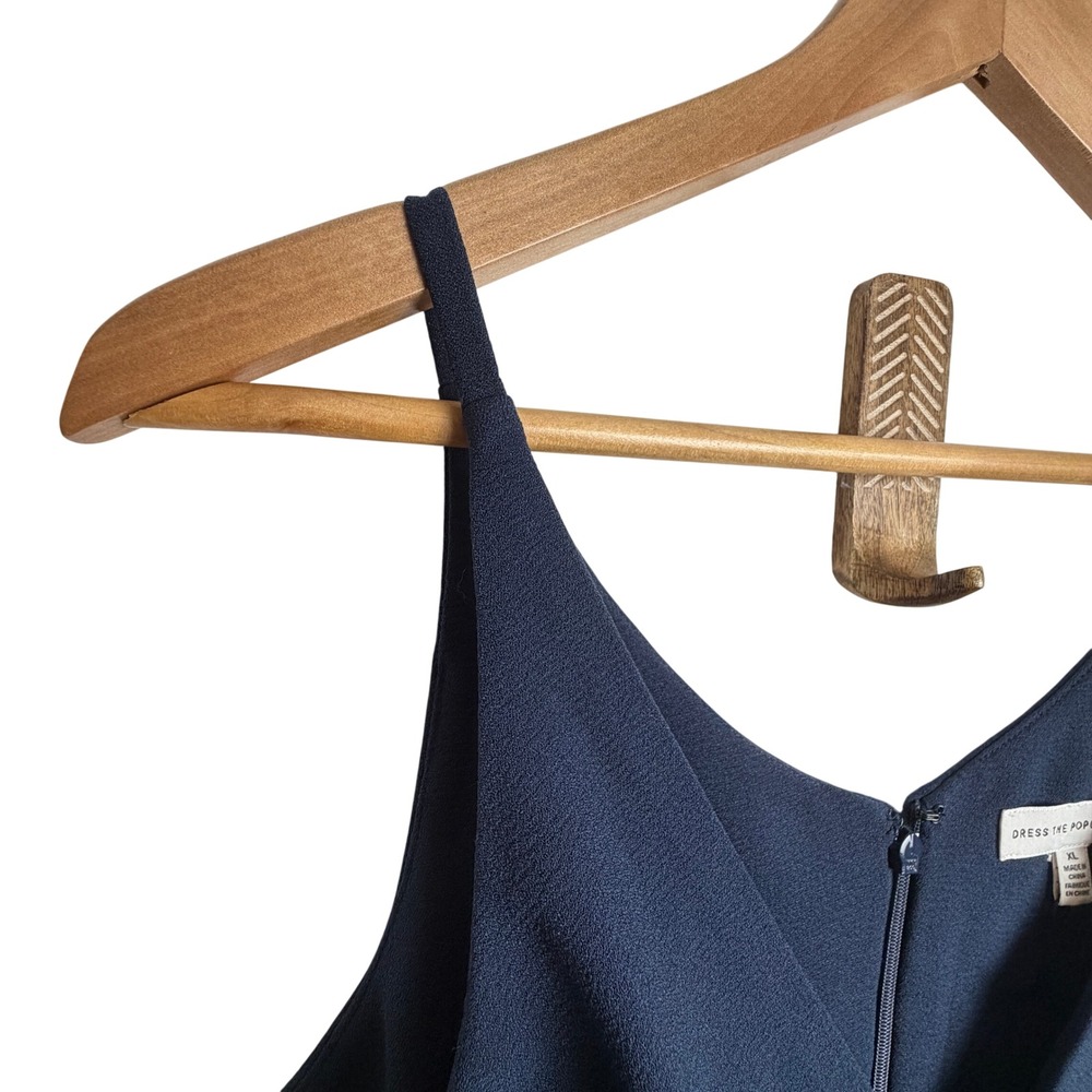 Dress The Population Womens Lace Trim Fit & Flare Dress XL‎ Blue Navy Sleeveless - Picture 4 of 7